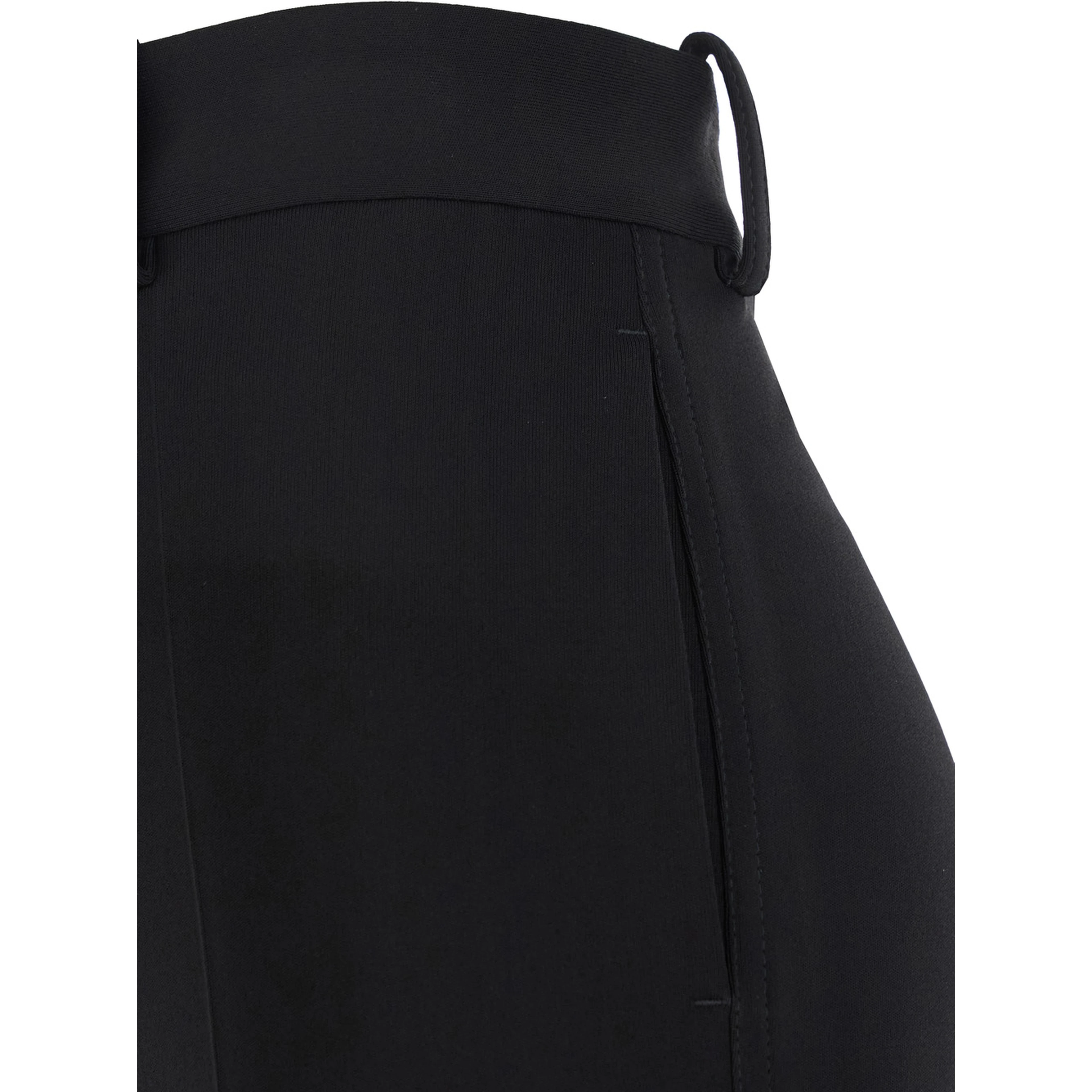 Black Flared Pants with Belt Loops in Viscose Blend Woman