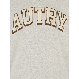 Grey Crewneck Sweatshirt with Logo Print in Jersey Man