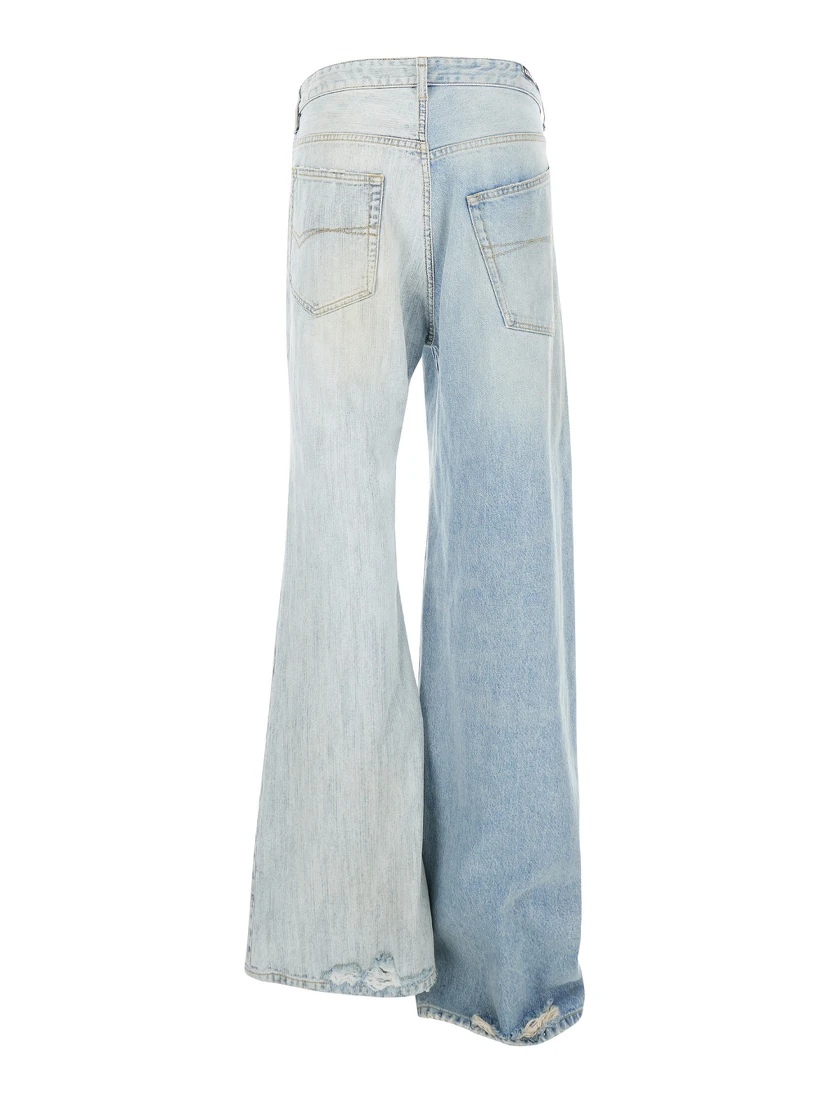 Fifty-Fifty Light Blue Jeans with Asymmetric Legs in Denim Women