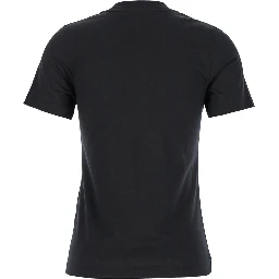 Black T-Shirt with Rhinestone Logo in Cotton Woman