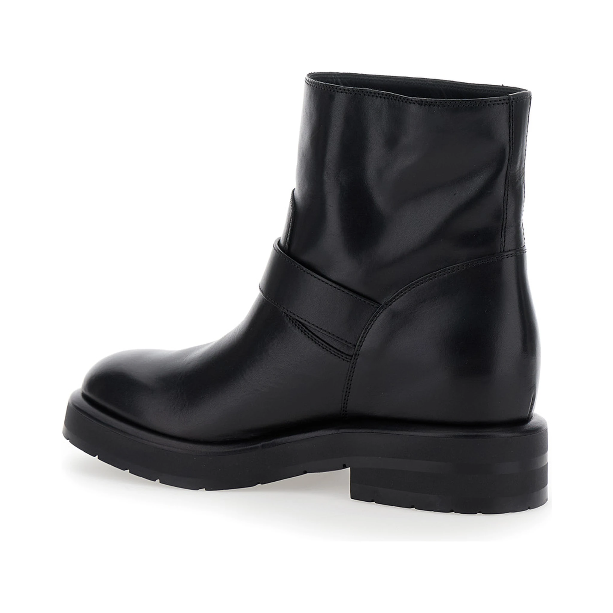 Coddington Black Ankle Boots with Paddington Buckle in Leather Woman