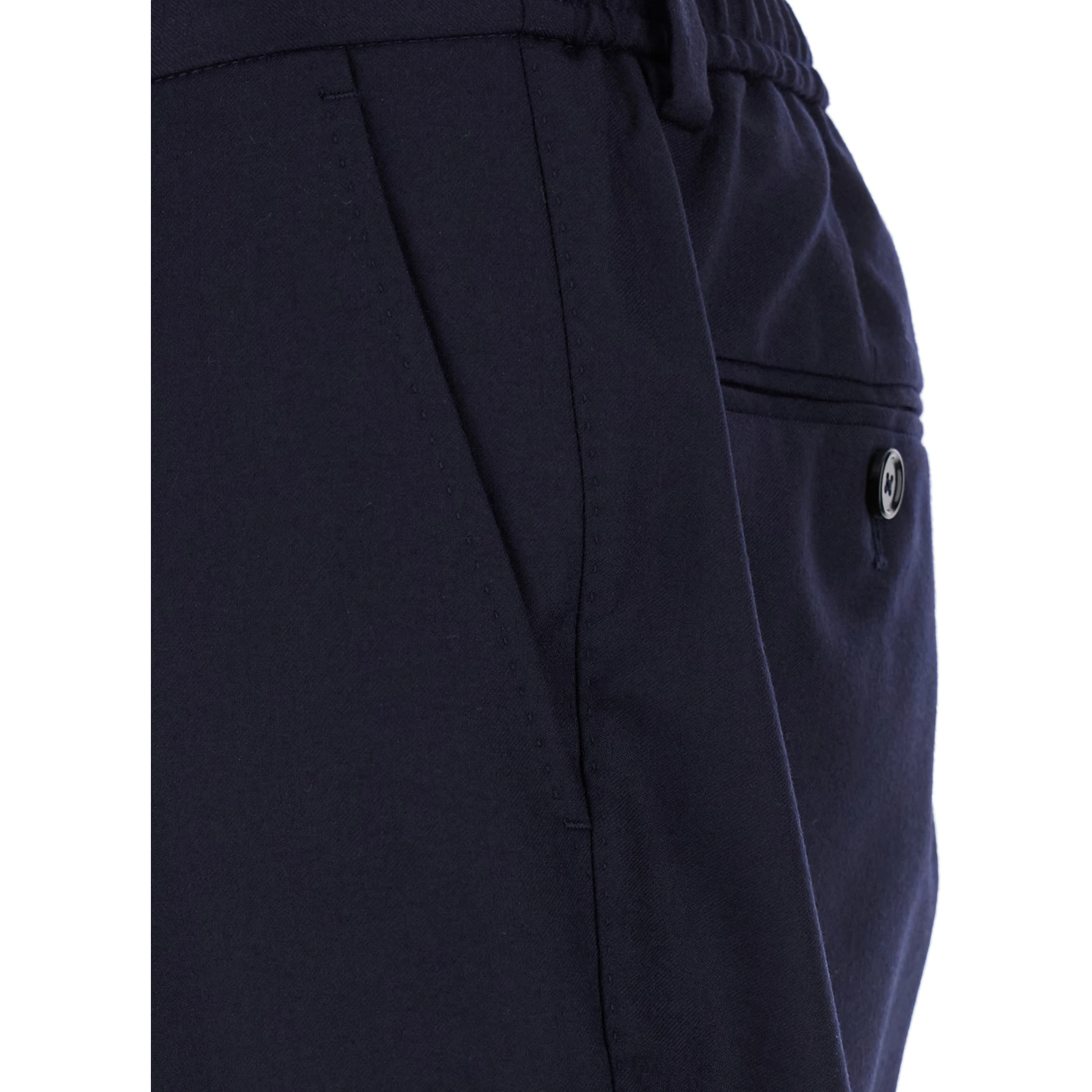 Blue High Waist Pants in Wool Man