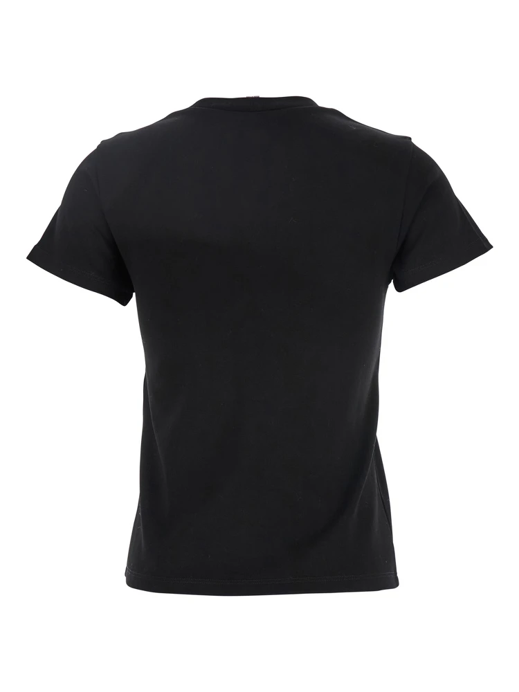 Black Crewneck T-Shirt with Skull Embroidery on the Front in Cotton Woman alternative