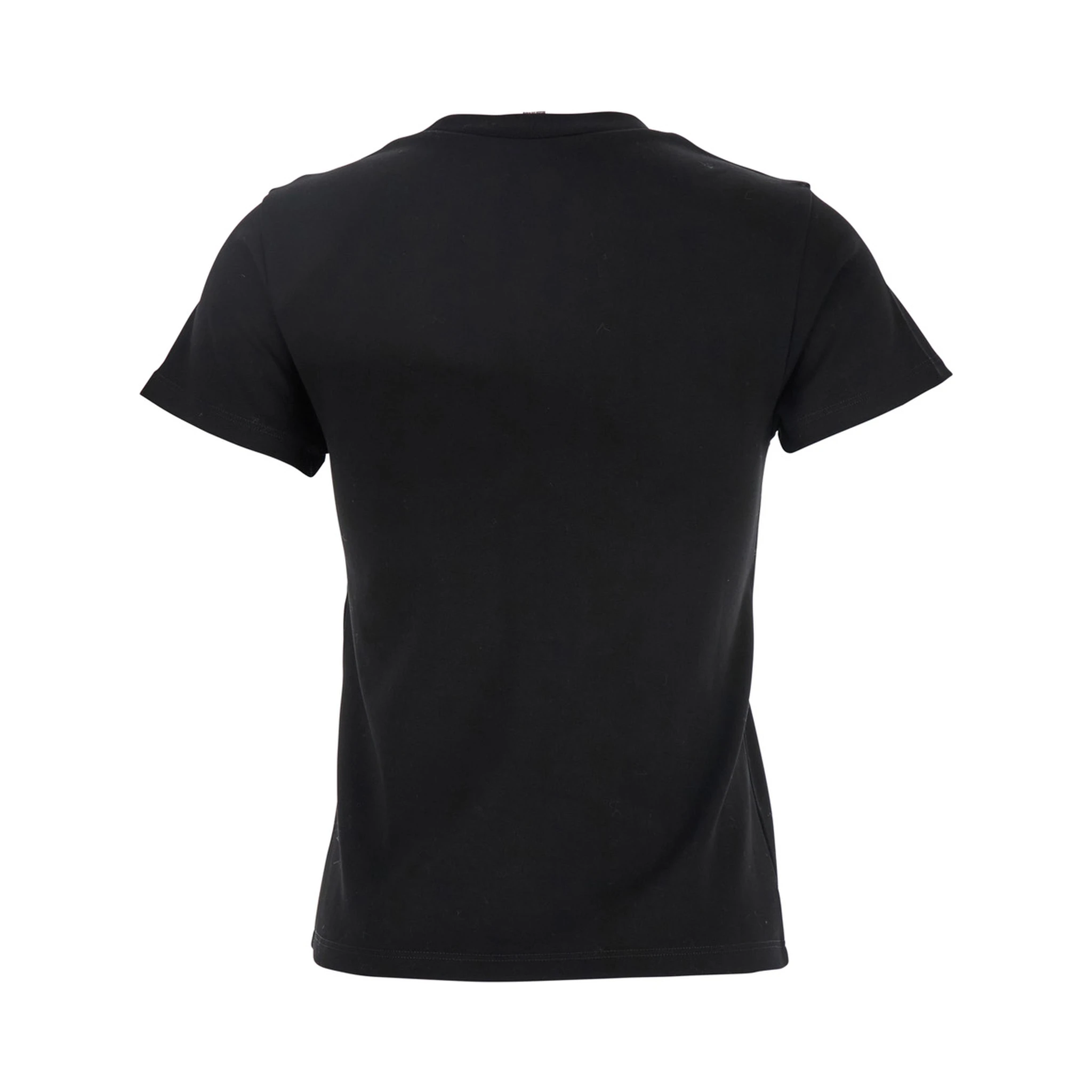 Black Crewneck T-Shirt with Skull Embroidery on the Front in Cotton Woman