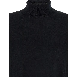 Livia Black Sweater with High Neck in Wool Woman