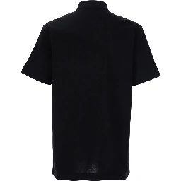 Black Polo Shirt with Logo Embroidery on the Front in Cotton Man