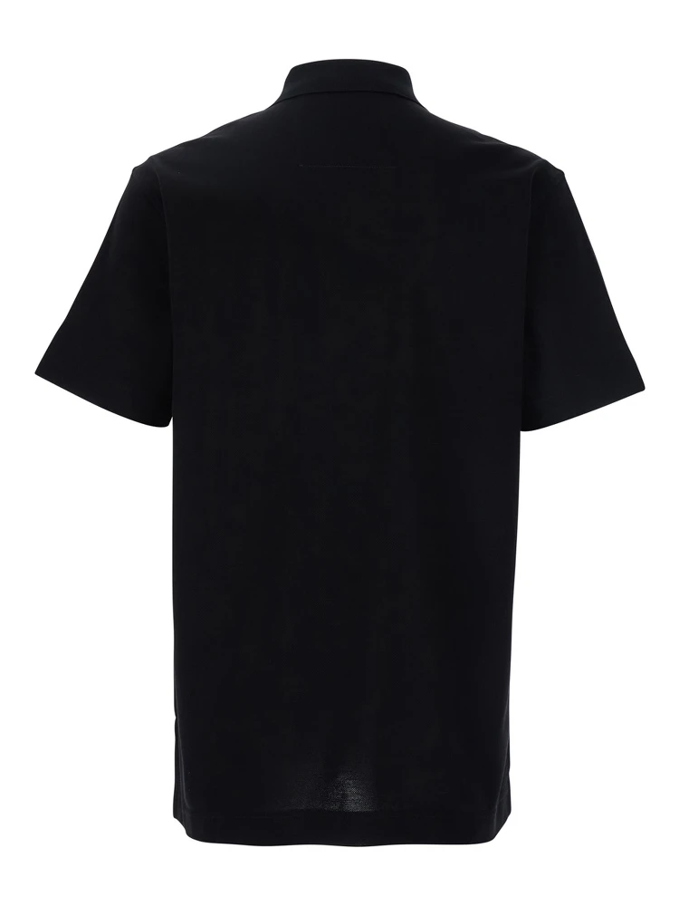 Black Polo Shirt with Logo Embroidery on the Front in Cotton Man alternative