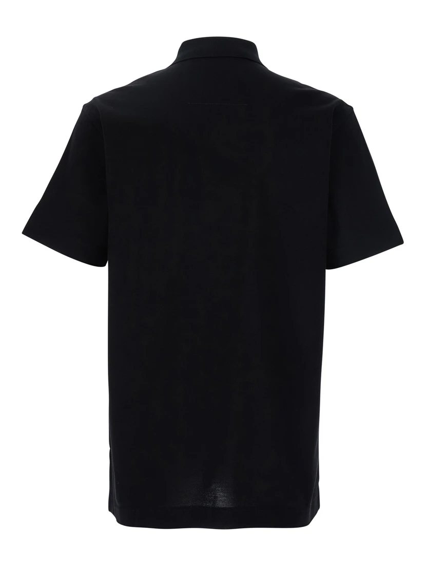Black Polo Shirt with Logo Embroidery on the Front in Cotton Man