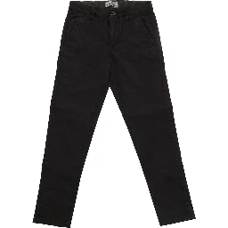 Black Straight Pants with Logo Patch in Denim Boy