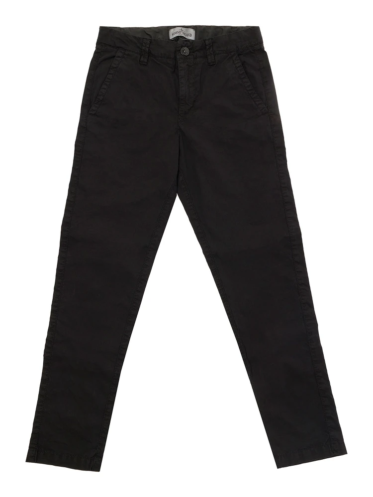 Black Straight Pants with Logo Patch in Denim Boy