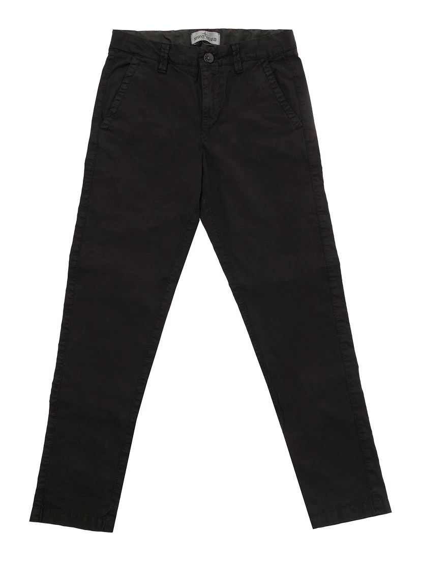 Black Straight Pants with Logo Patch in Denim Boy
