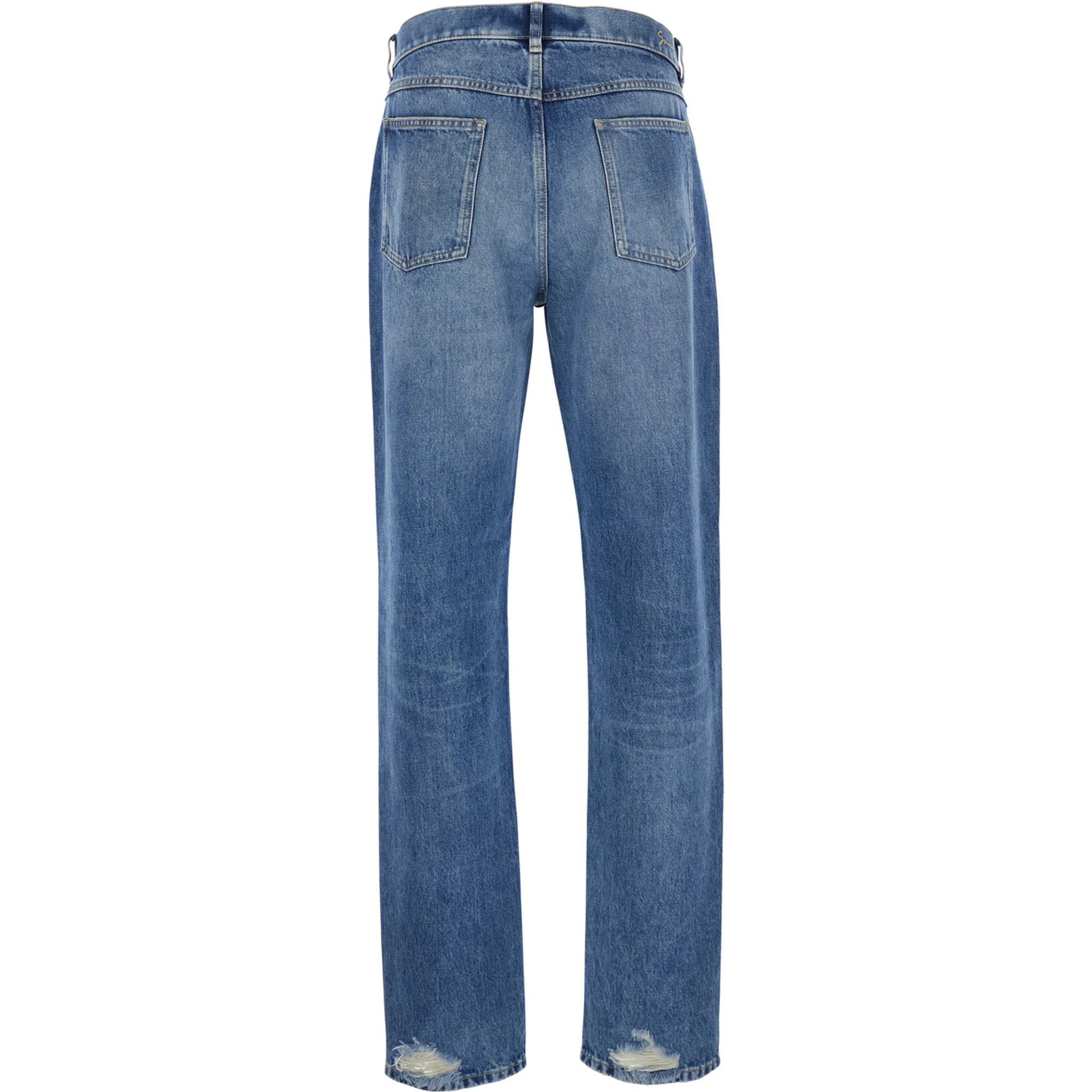 Blue Five Pocket Denim Jeans in Man