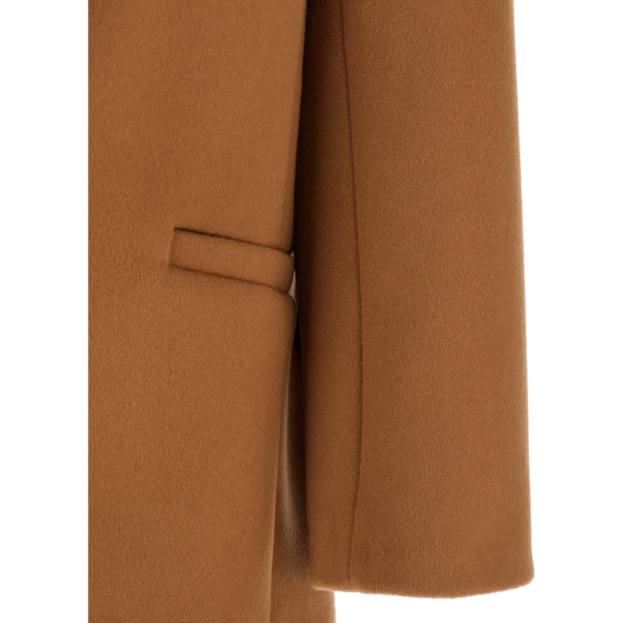 Brown Coat with Classic Lapels and Shoulder Pads in Virgin Wool Woman