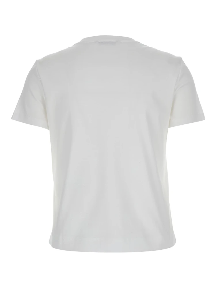 Nerina White Crewneck T-Shirt with Tonal Logo Lettering on the Front in Cotton Woman alternative
