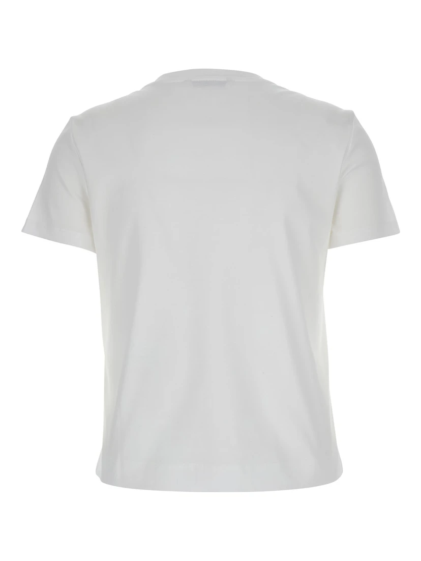 Nerina White Crewneck T-Shirt with Tonal Logo Lettering on the Front in Cotton Woman