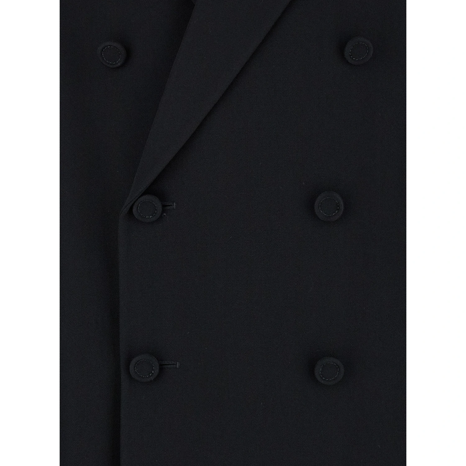 Black Double-Breasted Suit with G Detail in Wool Man
