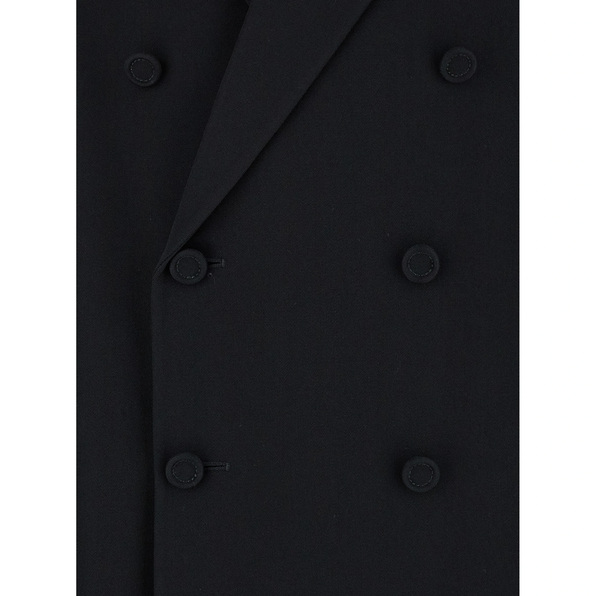 Black Double-Breasted Suit with G Detail in Wool Man