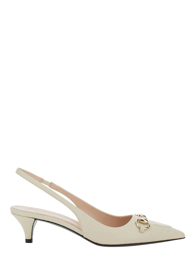 Erin White Décolleté with Clamp on the Front in Leather Woman