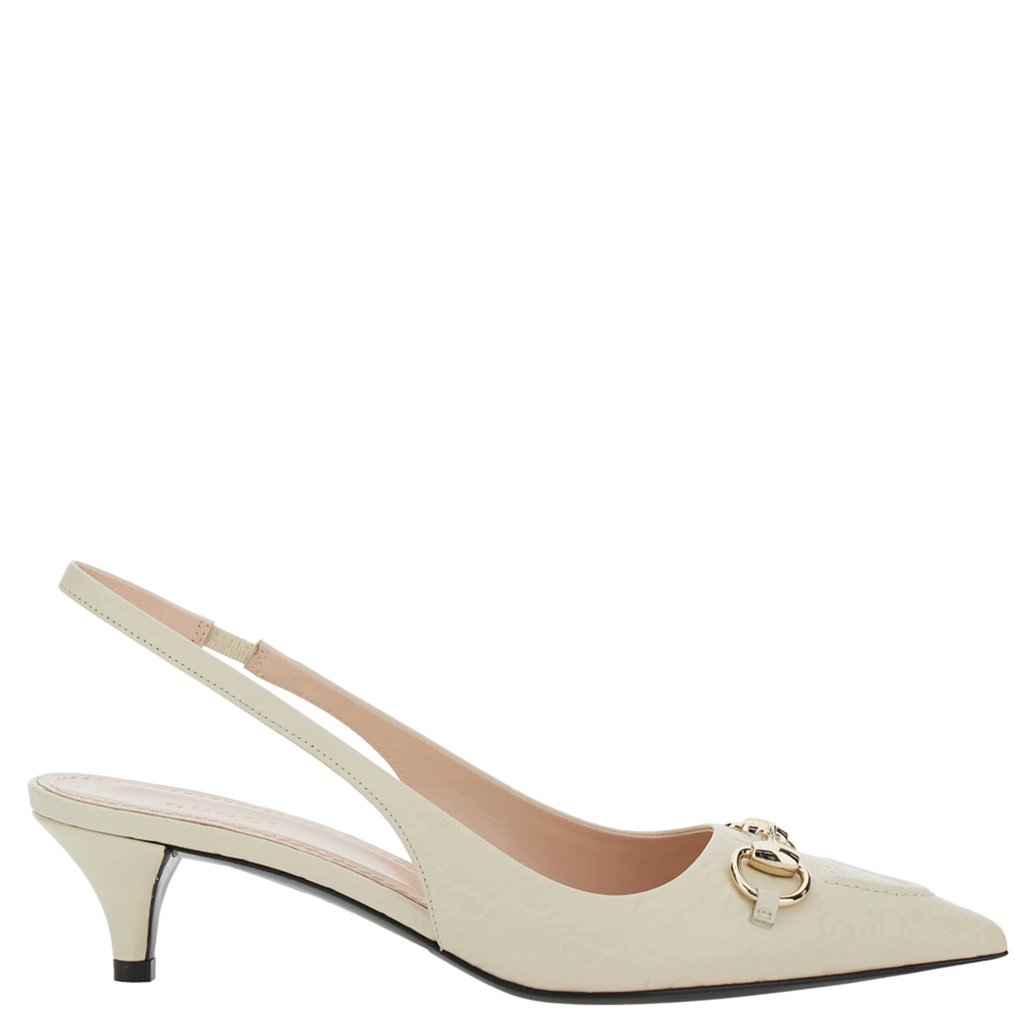 Erin White Décolleté with Clamp on the Front in Leather Woman