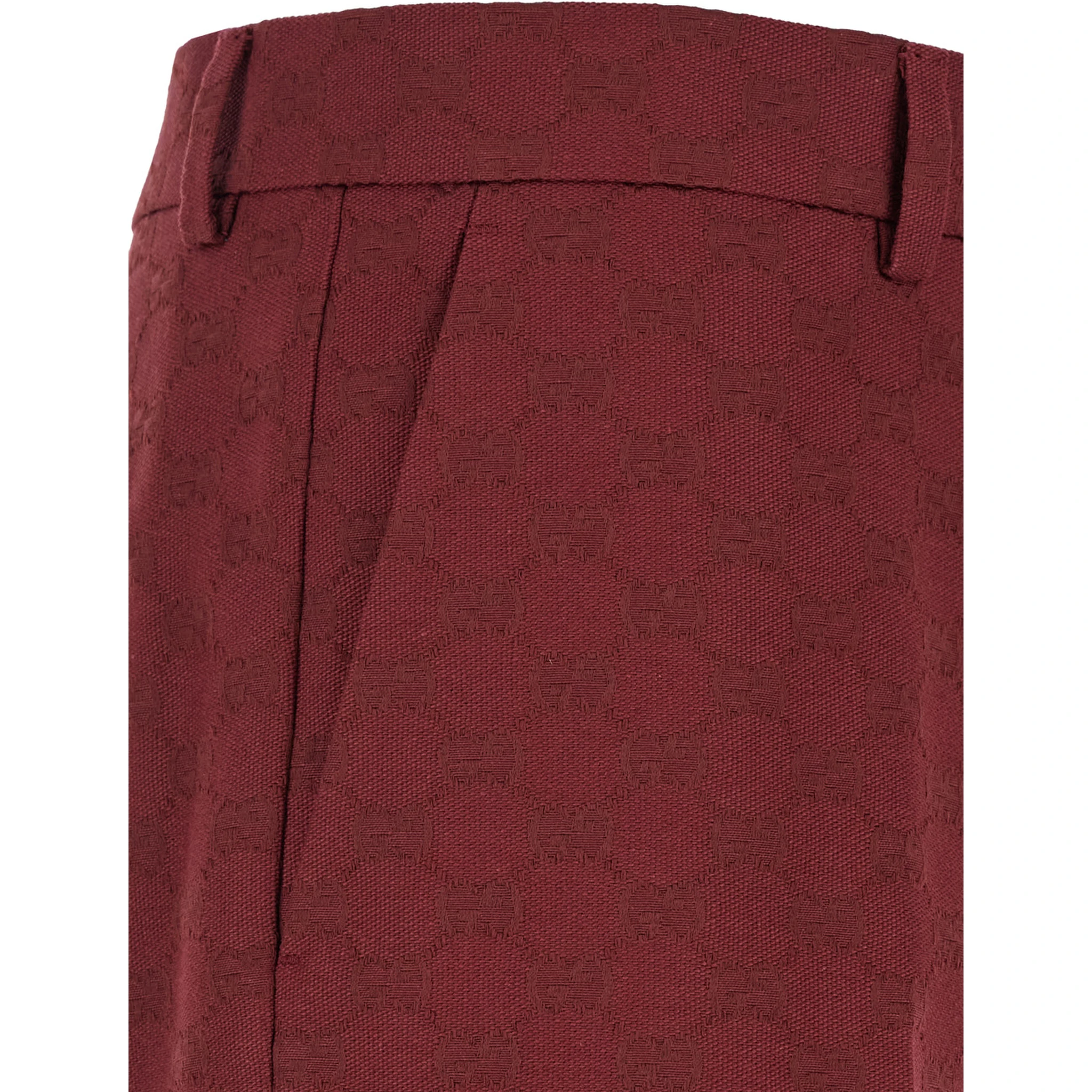 Bordeaux Straight Pants with GG Motif in Cotton Man