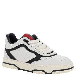Reweb Black and White Low Top Sneakers with Web Detail on the Tongue and Logo Patch on the Rear in Leather and Fabric Woman