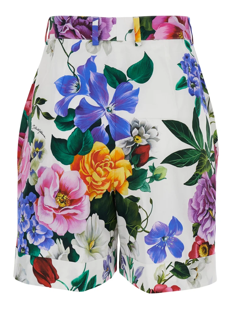 Multicolor Bermuda Shorts with All-Over Floral Pattern Print in Cotton Woman alternative