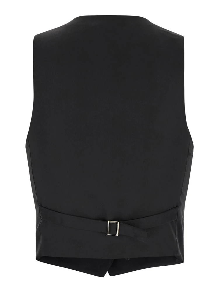 Smoking Black Vest with Covered Buttons in Tech Fabric Woman alternative