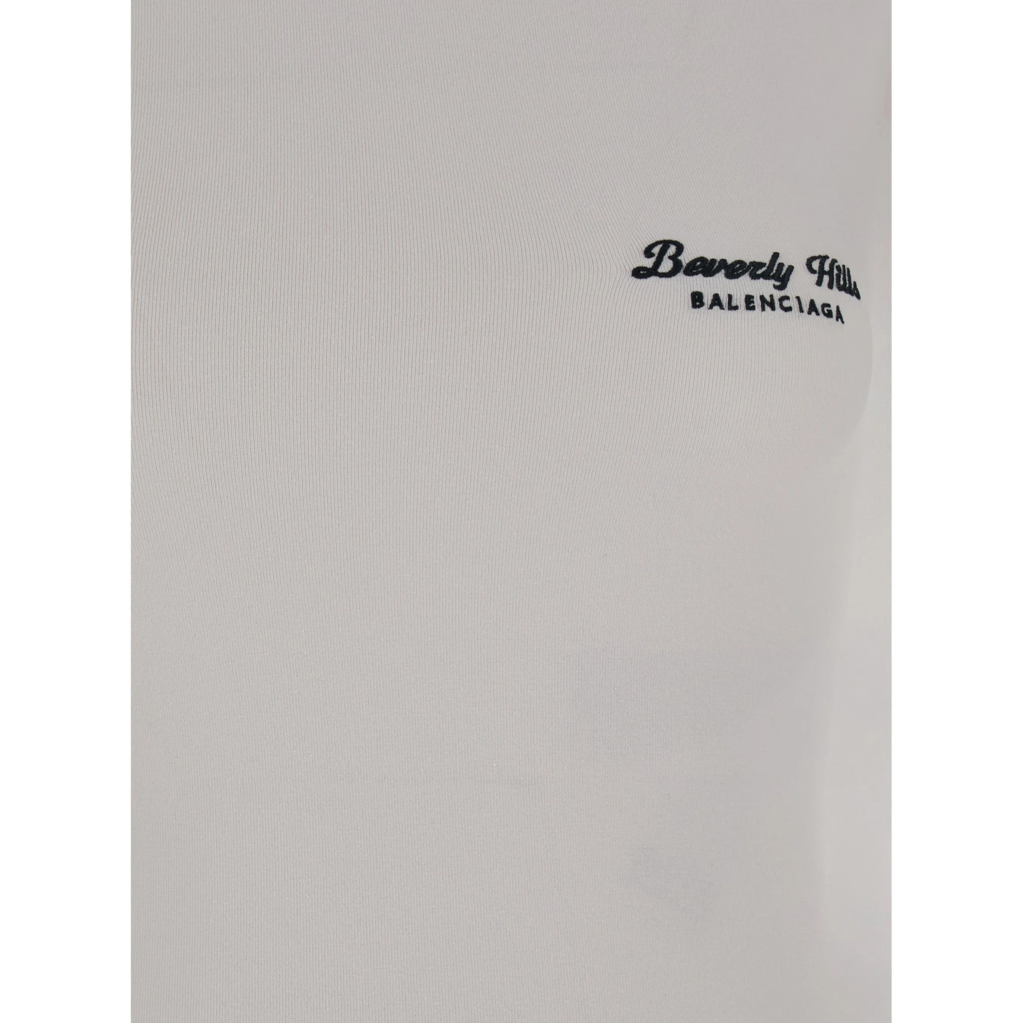 Off White T-Shirt with Beverly Hills Embroidery in Peeling Stretch Jersey Woman