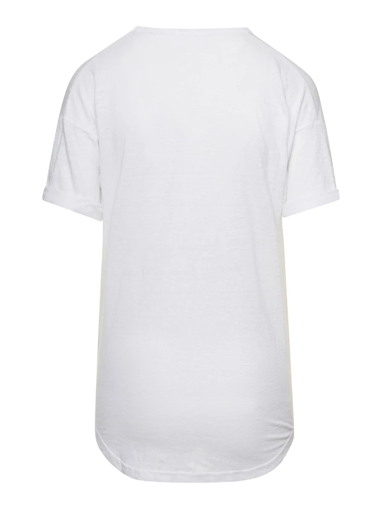 Koldi White Crewneck T-Shirt with Contrasting Logo in Linen Woman Isabel Marant Etoile alternative