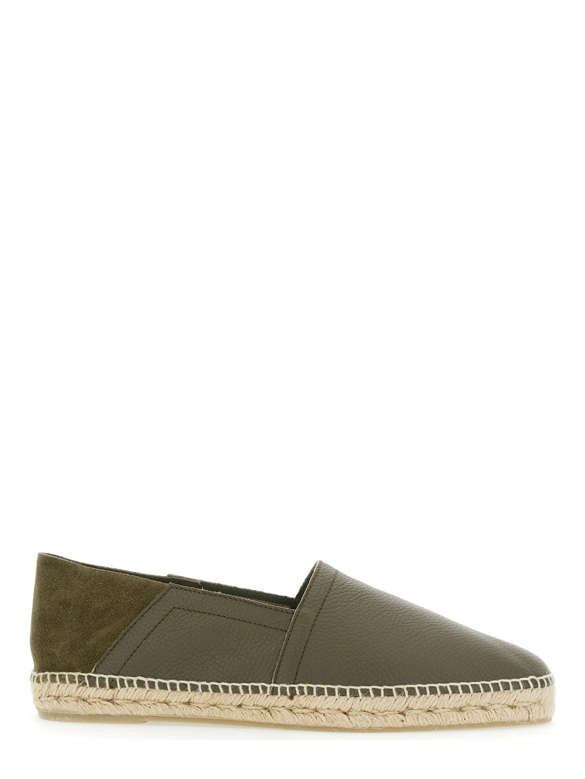 Polo Green Espadrillas with Braided Raphia Sole in Leather Man