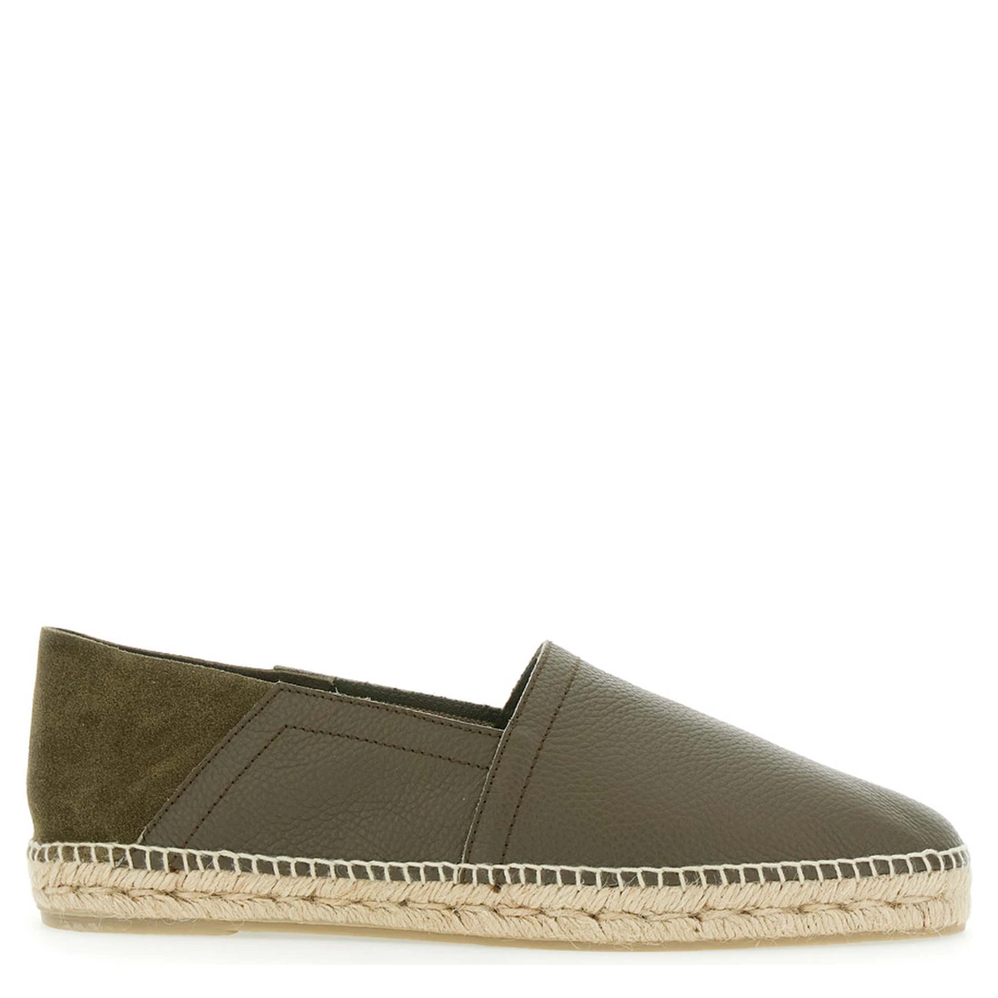 Polo Green Espadrillas with Braided Raphia Sole in Leather Man