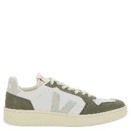 V-82 Green Low Top Sneakers with Logo Patch on Tongue and Side and Logo Lettering on the Heel in Leather Unisex