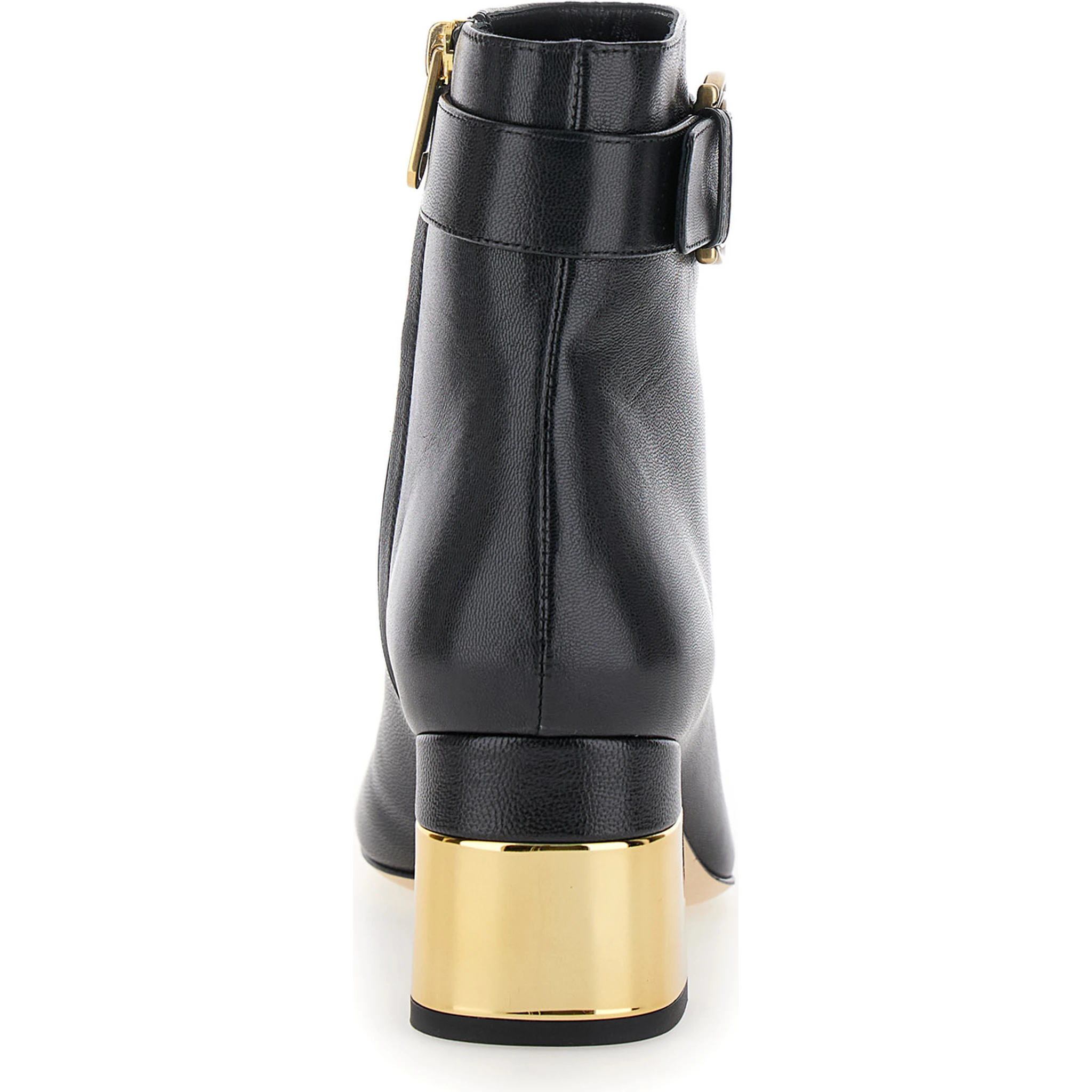 Alize Black Ankle Boots with C Buckle in Smooth Leather Woman