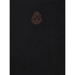 Black Crewneck T-Shirt with Skull Embroidery on the Front in Cotton Woman