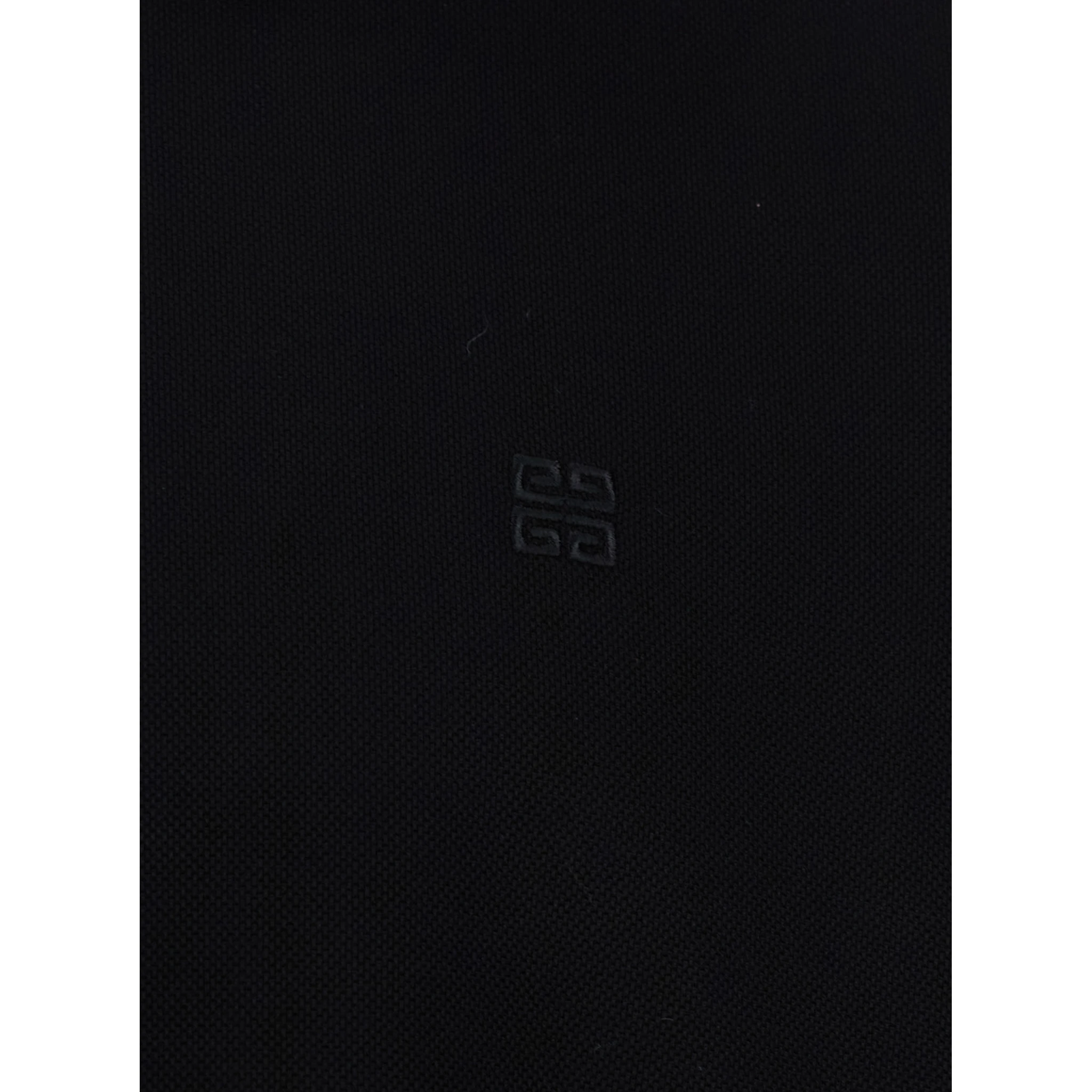 Black Polo Shirt with Logo Embroidery on the Front in Cotton Man