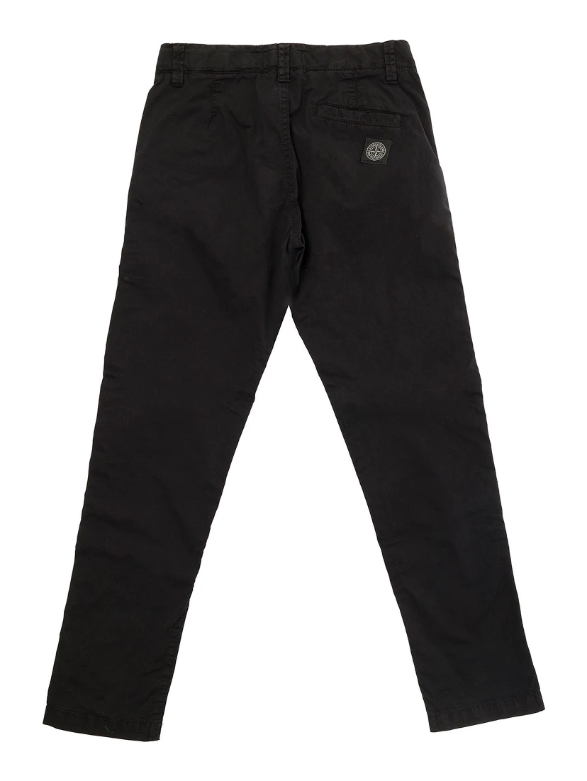 Black Straight Pants with Logo Patch in Denim Boy