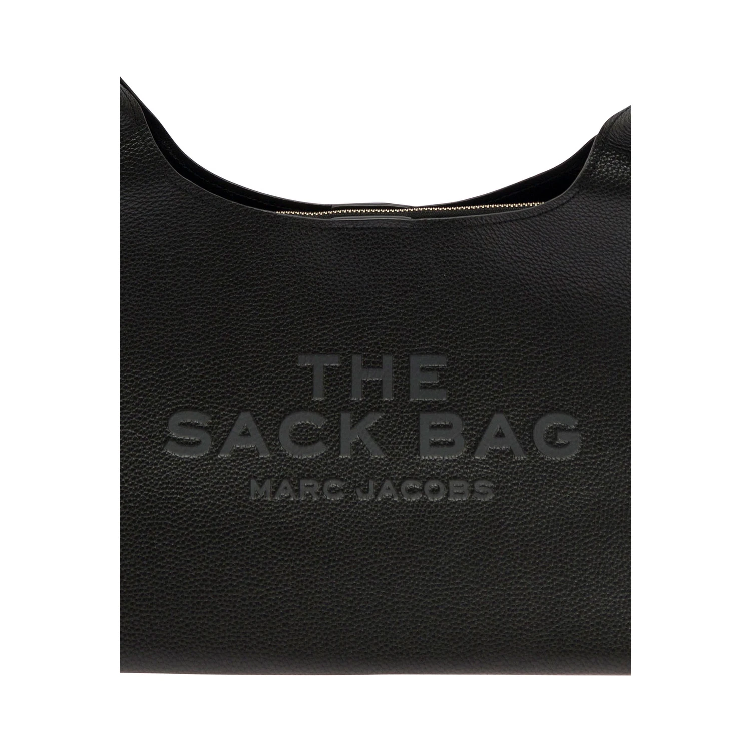 The Sack Black Shoulder Bag with Embossed Logo in Hammered Leather Woman