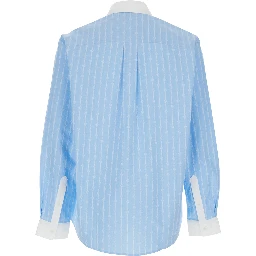 Laurel Light Blue Shirt with Pointed Collar and All-Over Logo Print in Cotton Man