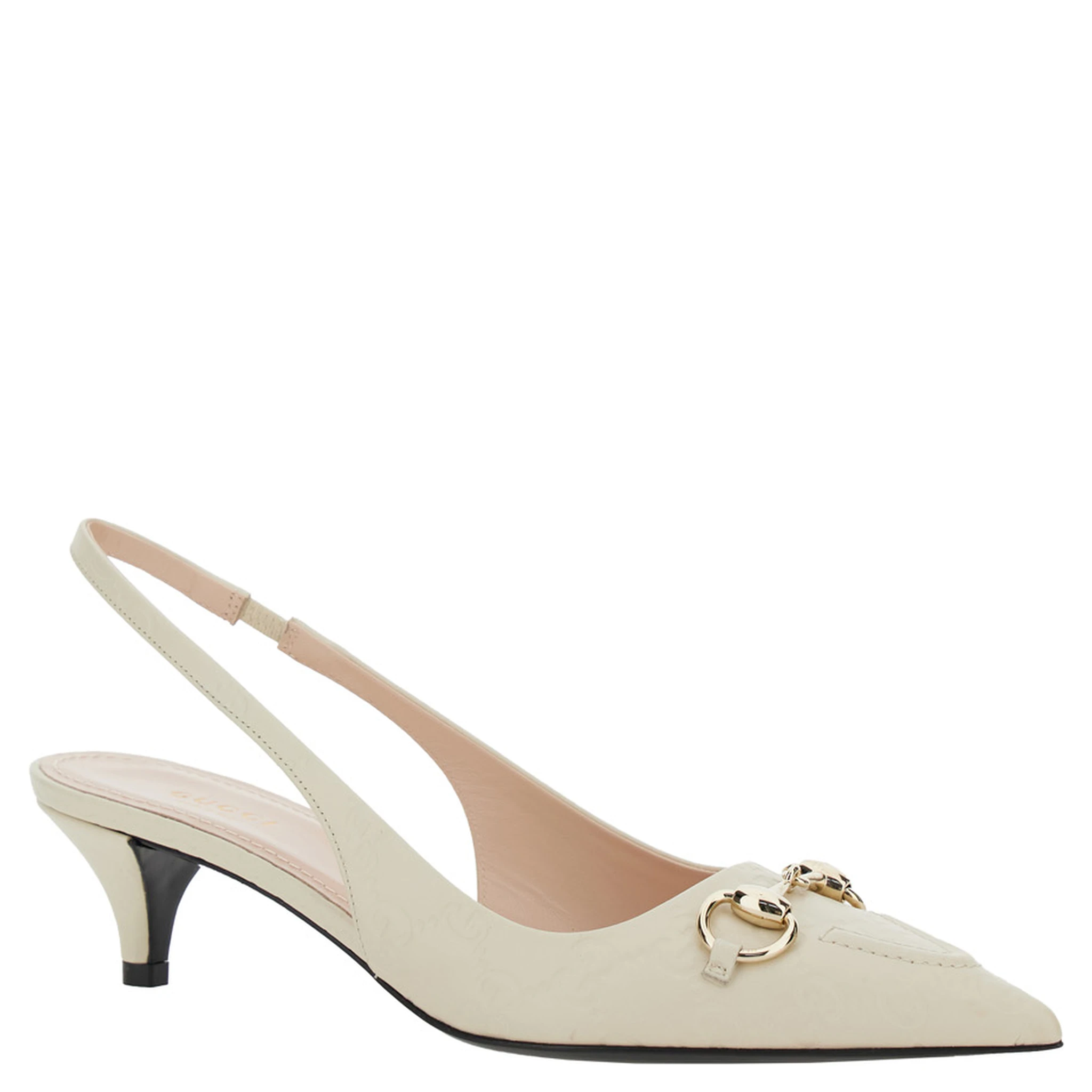 Erin White Décolleté with Clamp on the Front in Leather Woman