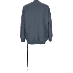 Grey Jumbo Flight Bomber Jacket with Strap Detail  in Tech Fabric Man