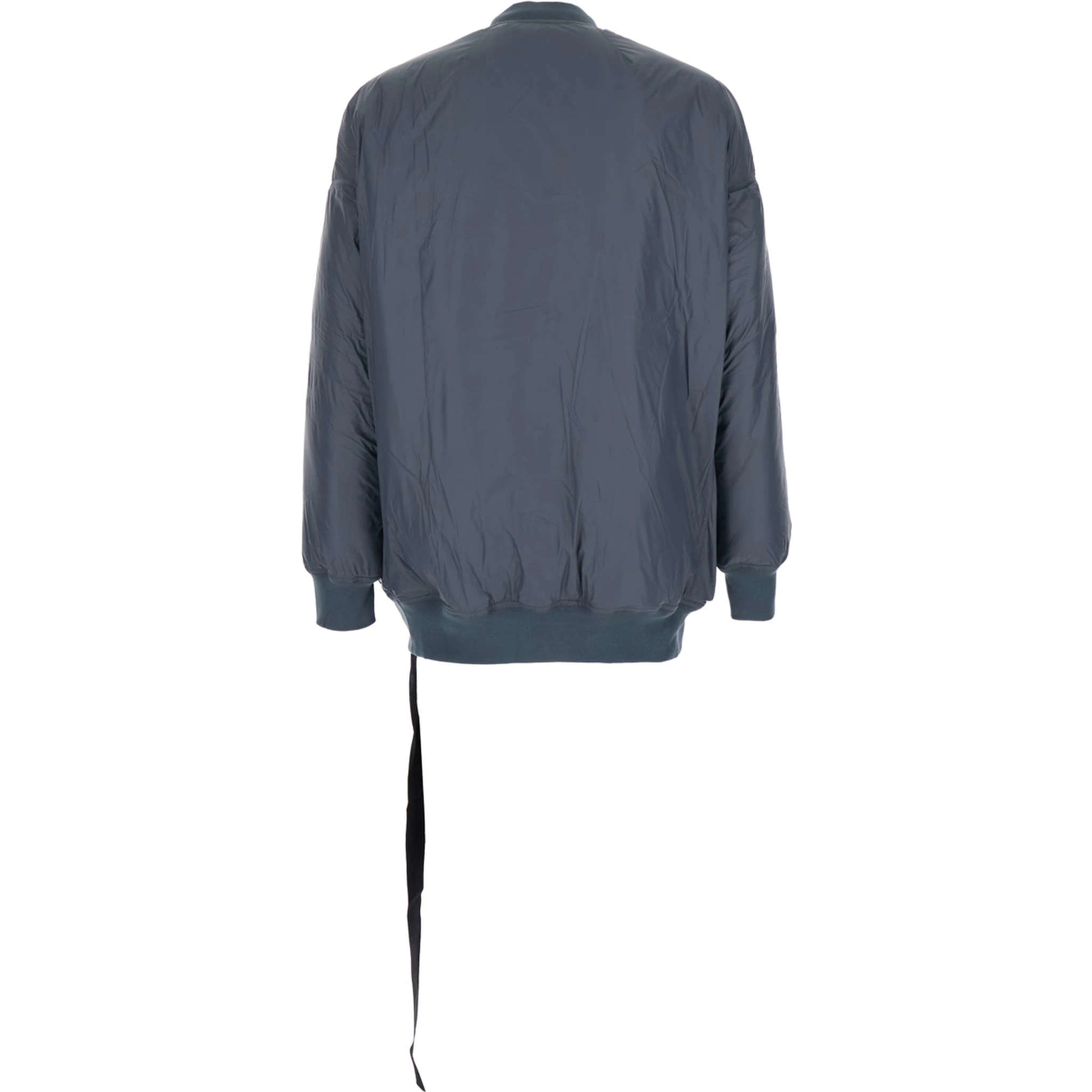 Grey Jumbo Flight Bomber Jacket with Strap Detail  in Tech Fabric Man