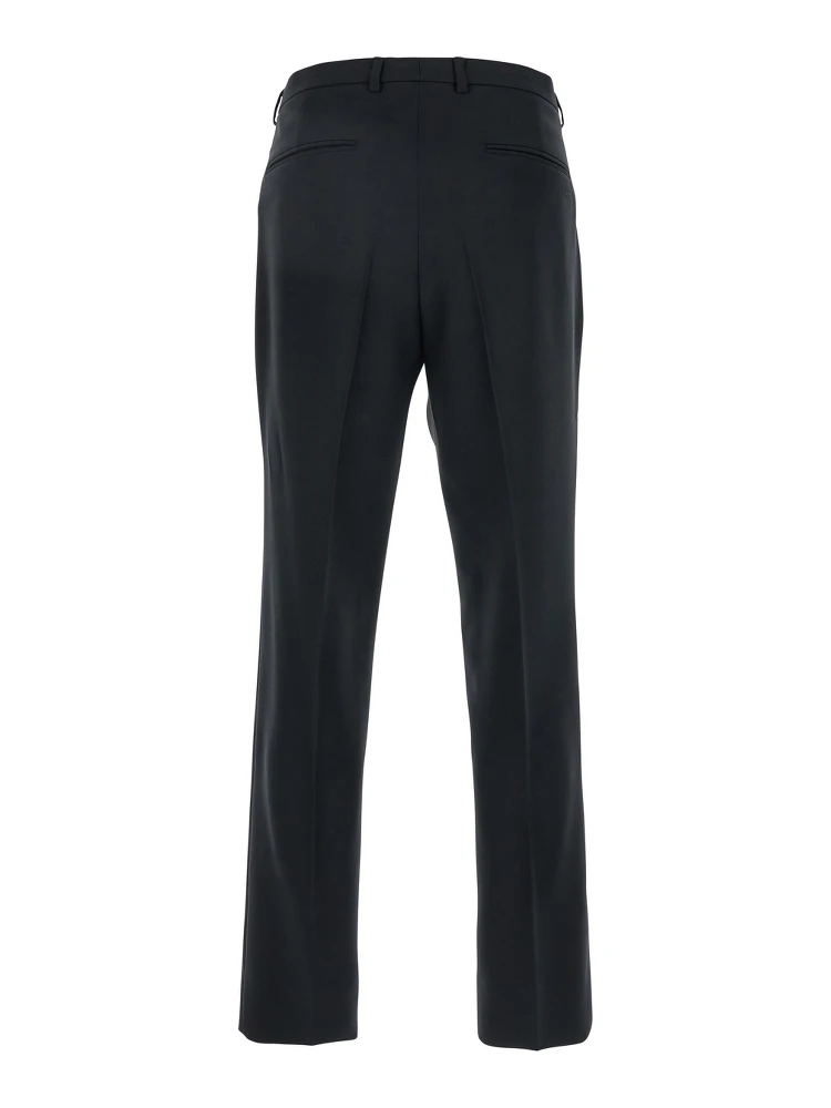 Black Tailored Pants with GG Logo Embroidered on the Back in Wool Man alternative
