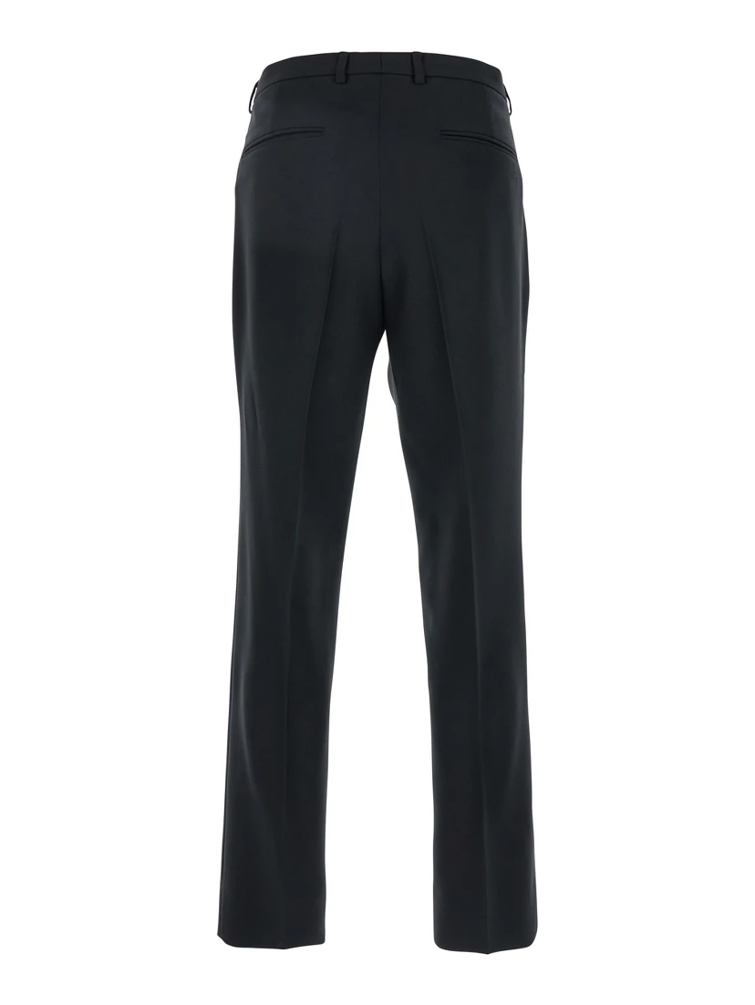 Black Tailored Pants with GG Logo Embroidered on the Back in Wool Man