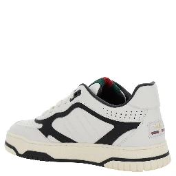 Reweb Black and White Low Top Sneakers with Web Detail on the Tongue and Logo Patch on the Rear in Leather and Fabric Woman