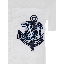 White T-Shirt with Logo Printed on the Chest in Cotton Woman