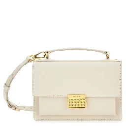 Venezia White Handbag with Lettering Logo and Clasp Closure in Leather Woman