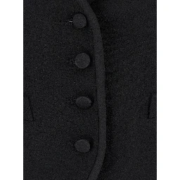 Smoking Black Vest with Covered Buttons in Tech Fabric Woman