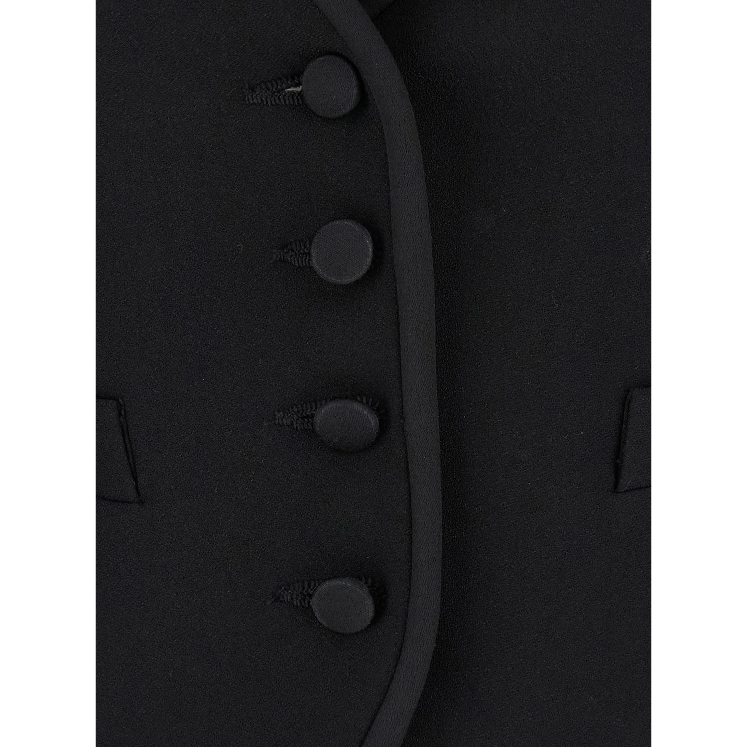 Smoking Black Vest with Covered Buttons in Tech Fabric Woman