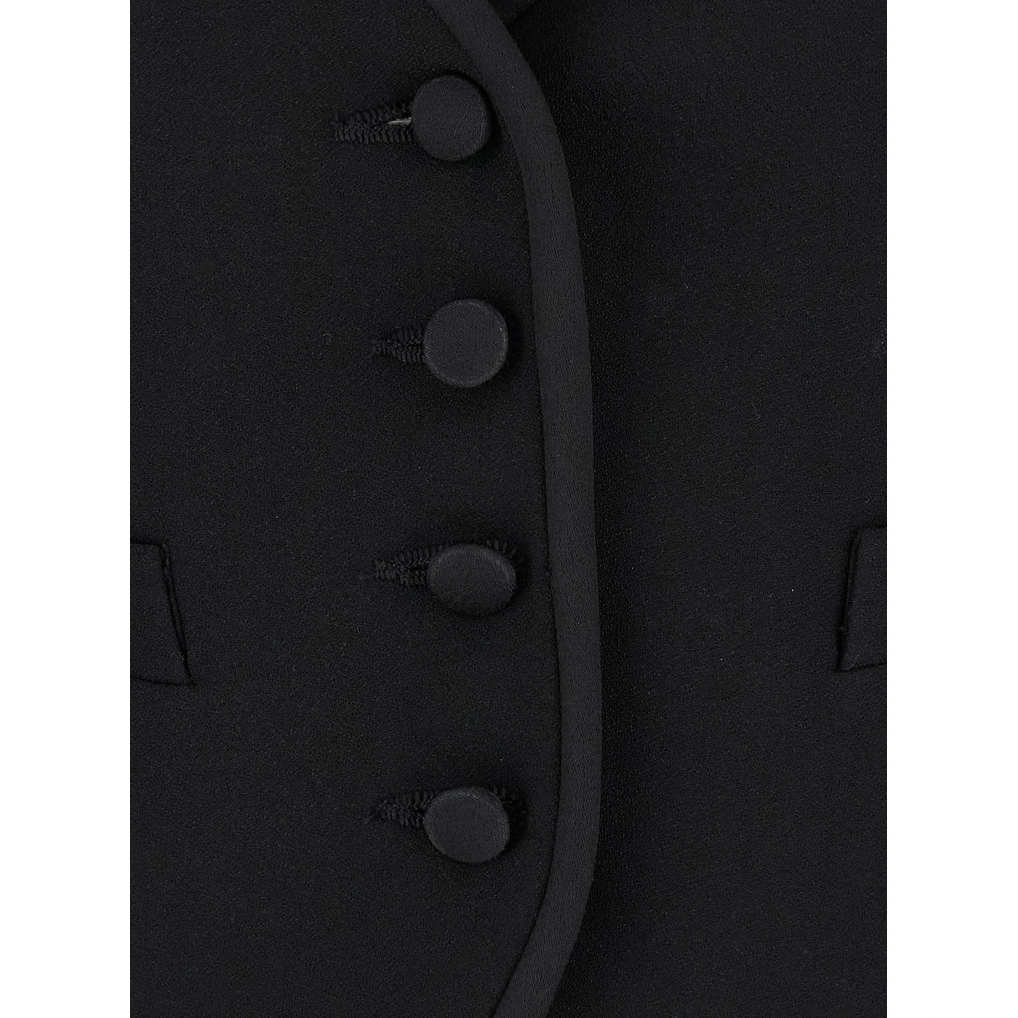 Smoking Black Vest with Covered Buttons in Tech Fabric Woman