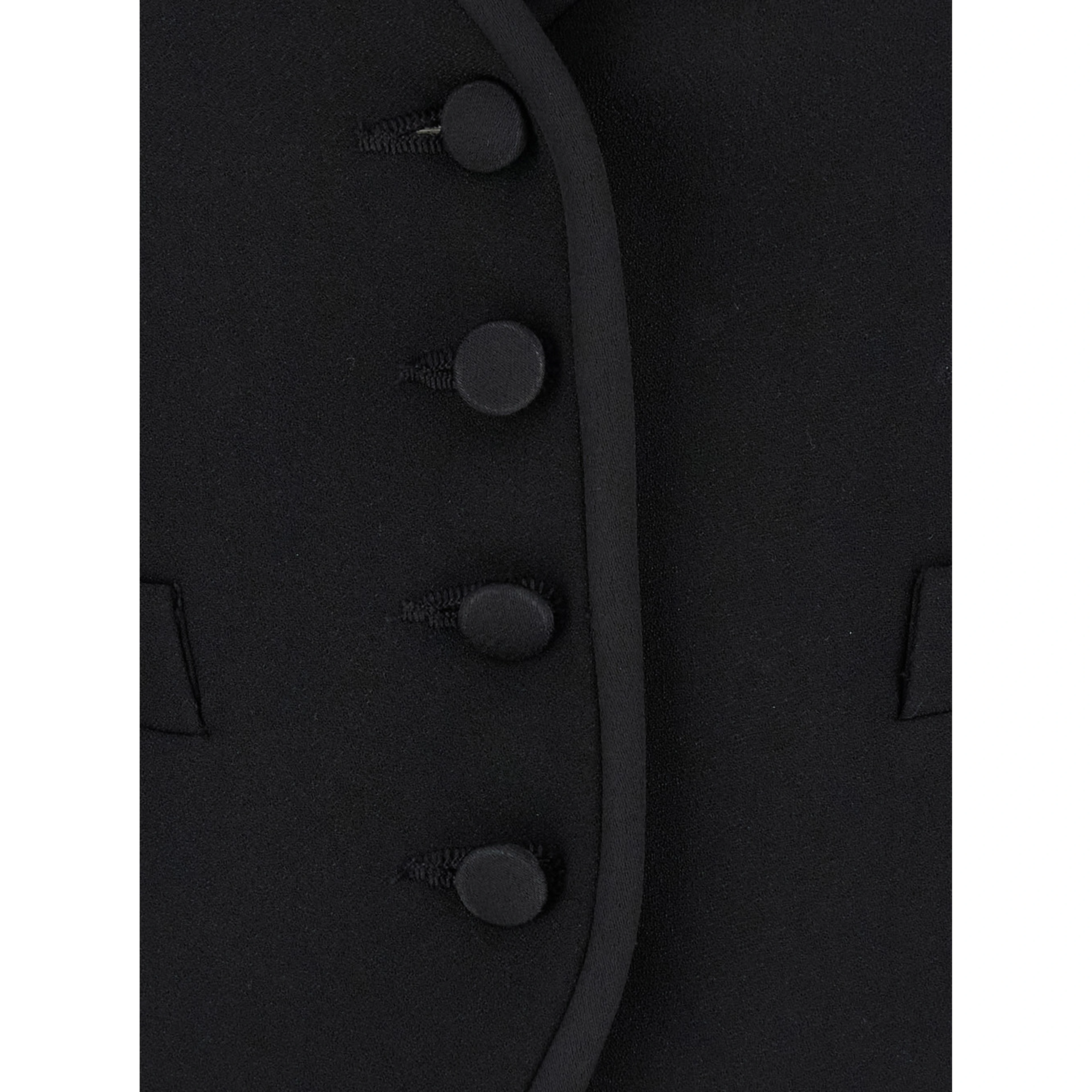 Smoking Black Vest with Covered Buttons in Tech Fabric Woman
